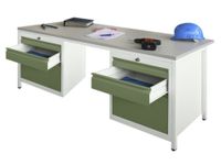 Werkplaatsbureau Bxdxh 1700x800x720mm 6laden Ral7035 Front Ral6011