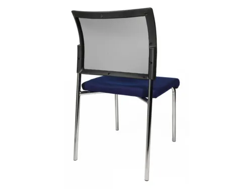 Bezoekersstoel Blauw Stof Zitting Rugleuning Netbekleding Zwart