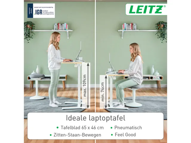 Zit-Sta bureau Leitz ergo compact inklapbaar 460x740x650mm wit