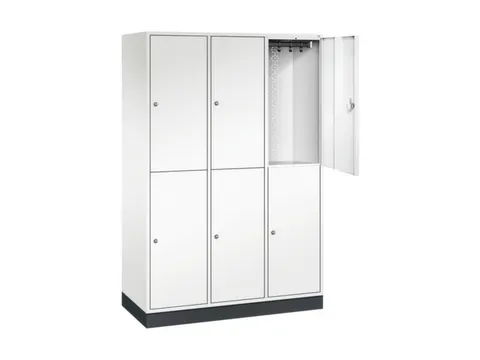 Dubbeldekse garderobekast,HxBxD 1950x1220x500mm,3x2vak.,vak B 360mm