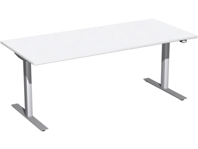 Av. régl. él. hauteur bureau assis/debout,finition blanc