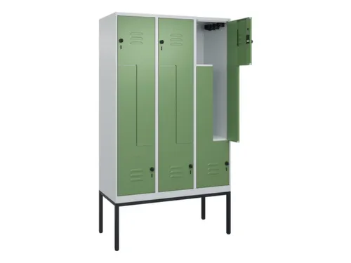 Z-garderobekast,HxBxD 2120x1200x500mm,vak B 200/400mm,draaigrendel