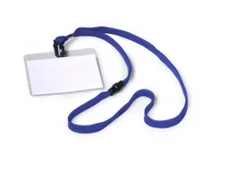 Badge 60x90mm met textielkoord Donkerblauw