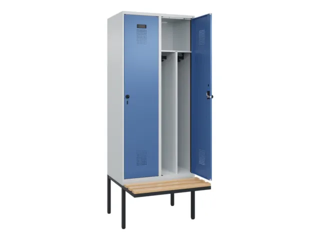 locker met bank,voor scheiding van kleding,HxBxD 2120x800x815mm,2vak