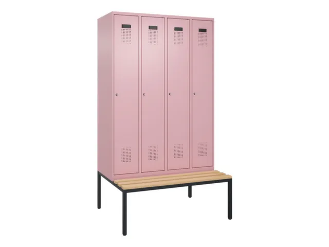 locker met bank,voor scheiding van kleding,HxBxD 2120x1200x815mm,4vak