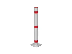 Afzetpaal Ronde Buis Ø 76Mm Vast Bodemplaat Spitse Kop Verzinkt/rood