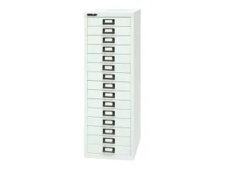 kantoor-ladekast HxBxD 860x279x380mm 15 laden romp verkeerswit staal - 2