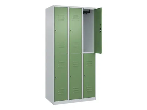 dubbeldekse locker,HxBxD 1850x900x500mm,3x2vak.,vak B 300mm,cil.-slot