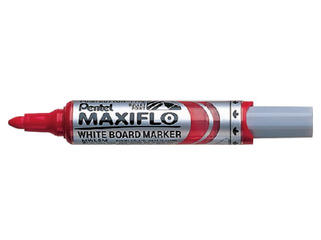 Viltstift Pentel MWL5M Maxiflo whiteboard rood 3mm | WhiteboardOnline.nl