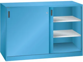 schuifdeurkast HxBxD 1000x1500x580mm 4xStalen bodem RAL5012 - 1