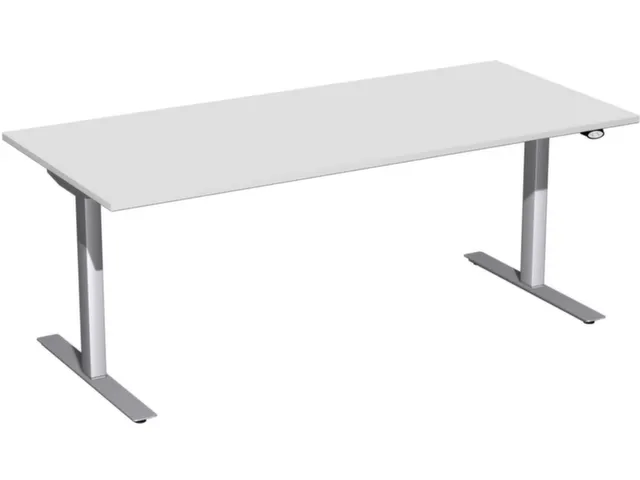 Av. régl. él. hauteur bureau assis/debout,finition gris clair