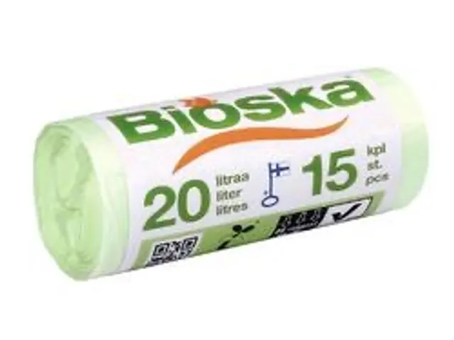 Afvalzak Bioska zetmeel 42x50cm 20 liter groen rol à 15 stuks