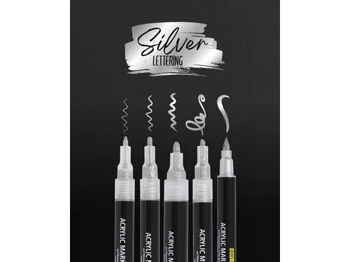 Acrylmarker Online lettering 5 breedtes zilver