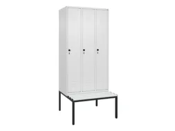 locker met bank,HxBxD 2120x900x815mm,3vak,vak B 300mm,draaigrendel