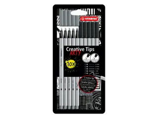 Creative Tips STABILO Arty assorti tips zwart en grijs 10 stuks - 1