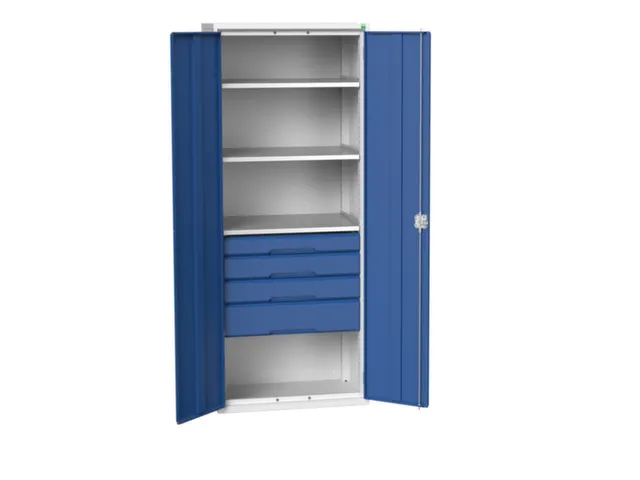 universele kast,HxBxD 2000x800x550mm,3xStalen bodem,4lade(n)