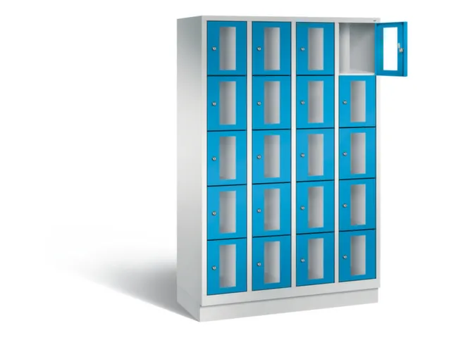 Lockerkast 1800x1190x500mm 4x5 vakken Cilinderslot, Sokkel, RAL5012