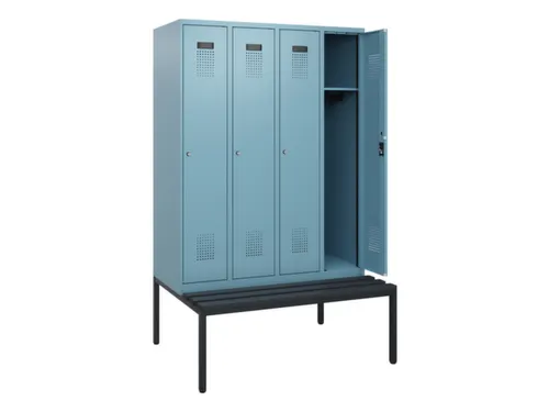 locker met bank,HxBxD 1950x1200x815mm,4vak,vak B 300mm,cilinderslot