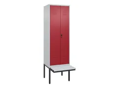 PBM-locker met bank,HxBxD 2120x600x815mm,2vak,vak B 300mm,draaigrendel