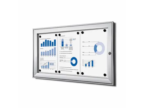 Vergrendelbaar vitrine mededelingenbord Indoor/Outdoor 3xA4 Zilver