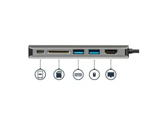 USB-C Multiport Adapterdraagbaar USB-C dock met 4K HDMI GbE en SD - 3