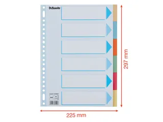 Tabbladen Esselte Premium A4 6-delig karton 23-rings assorti - 2