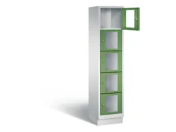 Lockerkast 1800x420x500mm 1x5 vakken Cilinderslot, Sokkel, RAL6011