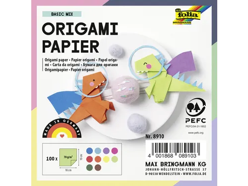 Origami papier Folia 20x20cm transparant 42gr 500 vel in 10 kleuren