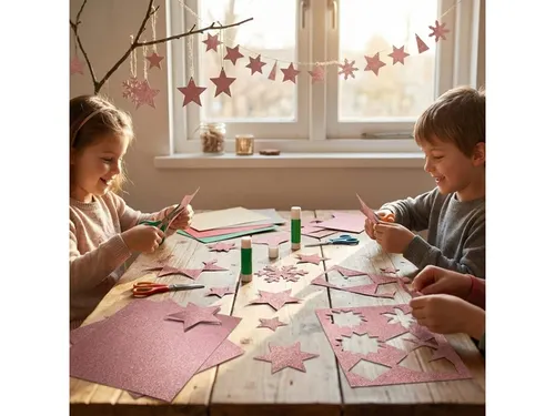 Glitterkarton Kangaro oud roze 50x70cm pak à 10 vel