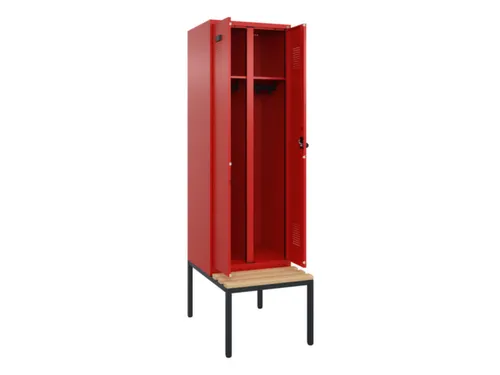 locker met bank,voor scheiding van kleding,HxBxD 2120x600x815mm,2vak