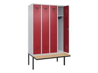 locker met bank,HxBxD 2120x1200x815mm,4vak,vak B 300mm,cilinderslot - 1