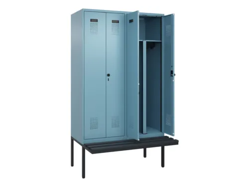 PBM-locker met bank,HxBxD 2120x1200x815mm,4vak,vak B 300mm