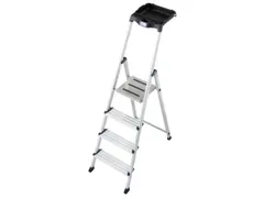 trapladder,eenzijdig,4treden,bordes m. antislip elementen,balk L 1,6m