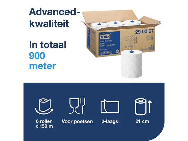 Tork 290067 H1 Matic Advanced Handdoekrol Wit 2-laags 150m 6 rollen