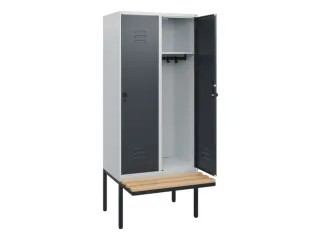 locker met bank,HxBxD 1950x800x815mm,2vak,vak B 400mm,draaigrendel - 2