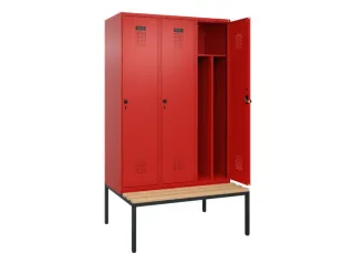 locker met bank,voor scheiding van kleding,HxBxD 2120x1200x815mm,3vak - 1