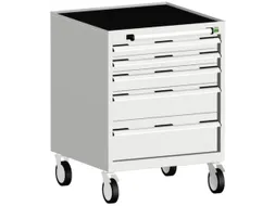 ladekast verrijdbaar 880x650x650mm 5laden romp RAL7035 front RAL7035