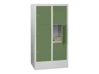 lockerkast,HxBxD 1187x600x500mm,2x3vakken,RAL7035,front RAL6011 - 2