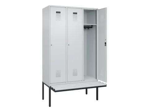 locker met bank,HxBxD 2120x1200x815mm,3vak,vak B 400mm,cilinderslot