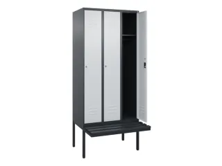 locker met bank,HxBxD 2120x900x815mm,3vak,vak B 300mm,cil.-slot - 2