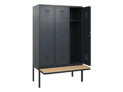 locker met bank,HxBxD 1950x1200x815mm,3vak,vak B 400mm,cilinderslot