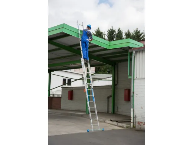 escabeau,2x12 échelons,lisse L 3,4-6,05m,alu