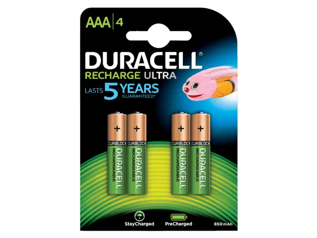 Batterij Oplaadbaar Duracell 4x AAA 850Mah Ultra