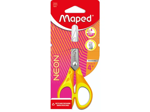 Kinderschaar Maped Pulse Soft Neon 13cm assorti op blister