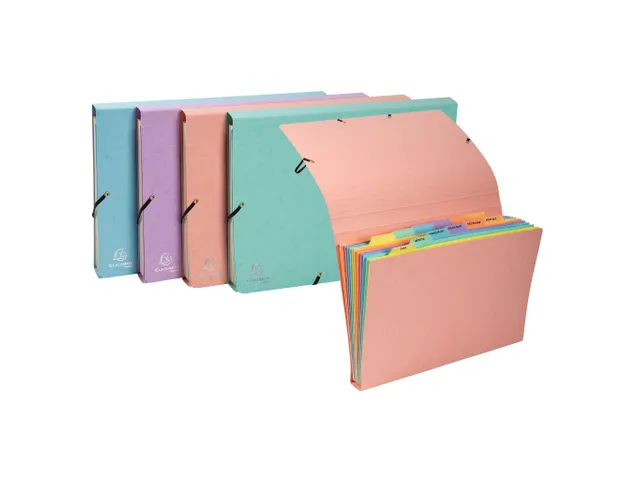 Pochette trieur carte multicolore 12 compartiments Aquarel - 34x24,5cm