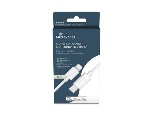 MediaRange Apple Lightning naar USB C kabel 1 m Wit
