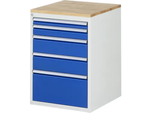 ladekast 825x580x650mm 5laden cilinderslot RAL7035 RAL5010 beuken