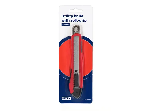 Snijmes IEZZY 18mm kunststof met softgrip inclusief 1 mesje