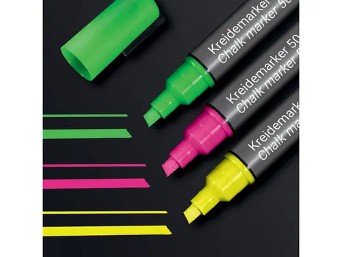 Krijtstift Sigel set 3kleuren; roze, groen en geel wig punt 1-5 mm