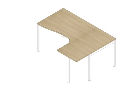 hoek-bureau,HxBxD 755x1600x1200mm,blad eiken,verdieping rechts